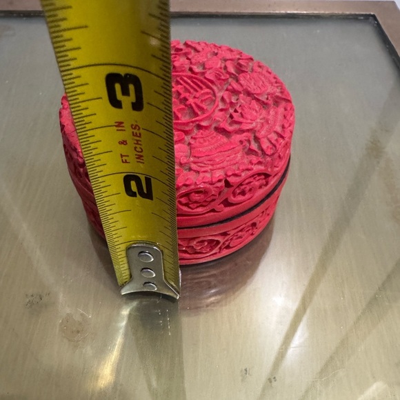 Chinese Lacquer Red Wood Carved Small trinket - Picture 6 of 6